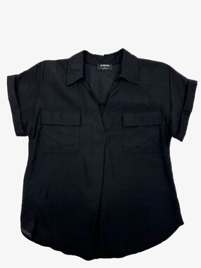 The Workshop Black Short Sleeve Utility Blouse Women’s Size Small